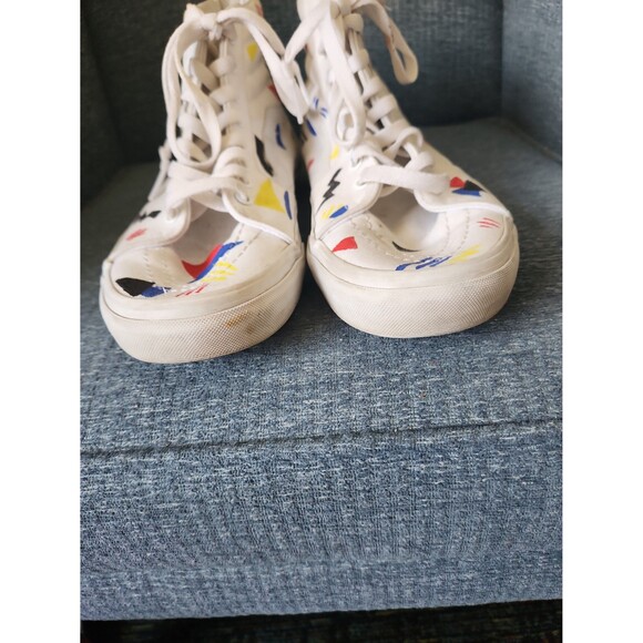 Vans White Hi Top SK8 Sneakers w/ Custom Designs Painted m Men's 8 Women's 9.5 - Picture 3 of 12